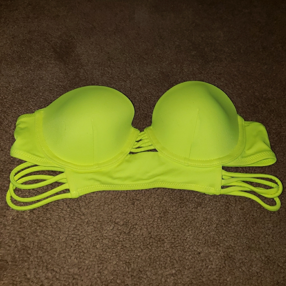 Neon yellow Victoria Secret strapless bikini top